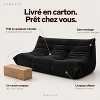 Canapé Compressé Aspect Lin Noir | Ulysse