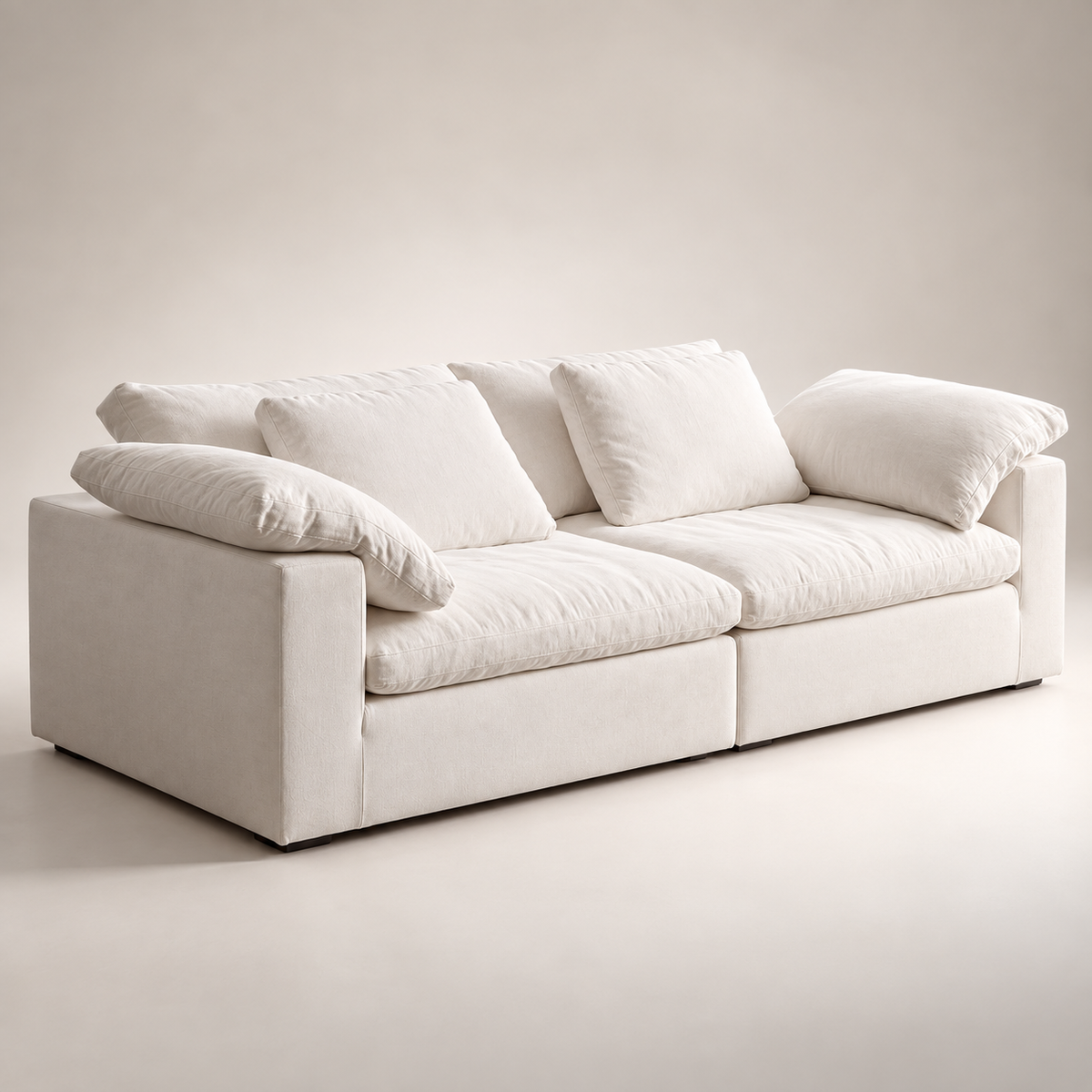 Canapé Modulaire Velours Blanc Éponge | Atlas