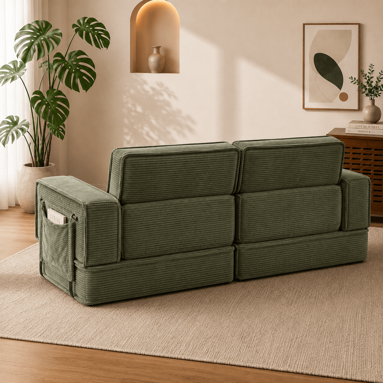 Canapé Convertible Vert Compressé | Achille