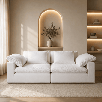 compare product Canapé Modulaire Velours Blanc Éponge | Atlas